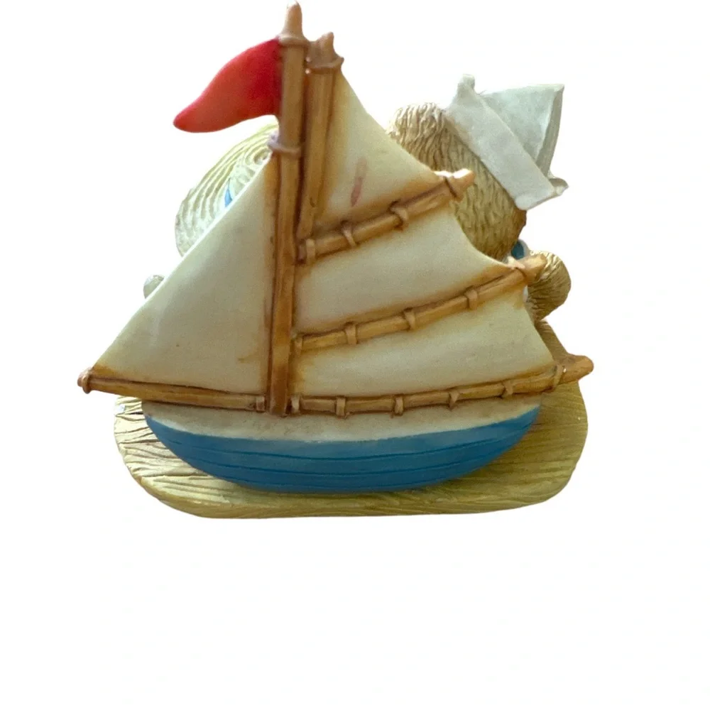 VINTAGE ~ Cherished Teddies ~ ZACHARY ~ Bear with Sail Boat Figurine